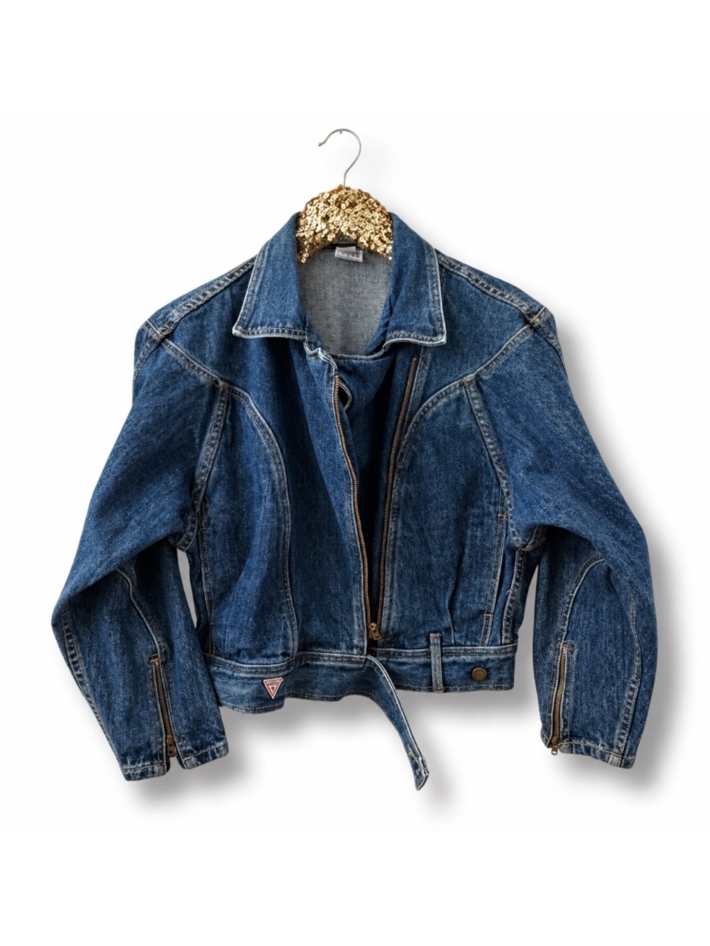 Vintage 80s George Marciano for GUESS USA Denim Moto Jacket